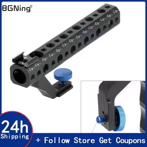 DSLR Camera Quick Release Top Handle 28mm with Hot Shoe 1/4" 3/8" for DSLR Cage Rig Low Angle Shot f