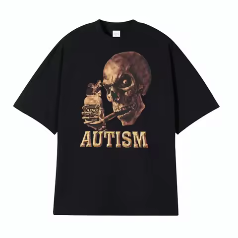 Funny Acetaminophen Skeleton Autism Tylenol T Shirt Men Women Vintage Street Gothic T Shirts Casual 