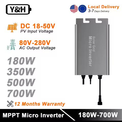Y&H 180W 350W 500W 700W MPPT Solar Grid Micro Inverter DC 18V-50V to AC output 120V/230V Photovoltai
