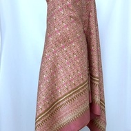 Silk Sarong 6-Shuttle Natural Color Pink Eggplant Flower Pattern Choose Size Code 4L1-ST-051341