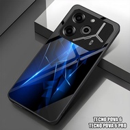 HP GUMIHO - Glossy Glass Glitter Case for Type TECNO POVA 6hp TECNO POVA 6 PRO/ Fashion ABSTRACT AES