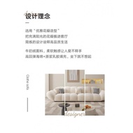 🚢Fabric Sofa Cloud Cream Petal Sofa Modern Simple Straight Row Small Apartment Dual-Use Living Room Fabric Craft Sofa