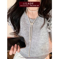 Long artificial jade necklace, luxurious double-layer beaded necklace for women, jewelry accessory -