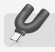 全城熱賣 - type-c圓孔音頻轉接頭馬卡龍色U型轉換頭電腦K歌圓孔轉接二合一（灰色）