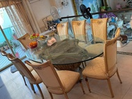 歐式圓形石製餐桌、椅組合和邊桌