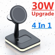 ✜ 30W 3 in 1 Magnetic Wireless Charger for Macsafe 12 13 Pro Max Mini Apple Watch Airpods Qi Fast Charging Dock Station