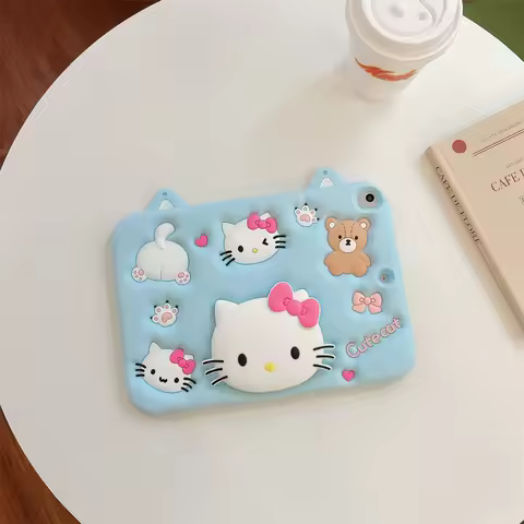 For Xiaomi Pad 5 6 7 8 Pro 11 11.2 inch Child Case Cute 3D Cartoon Hello Kitty Silicone Stand Holder