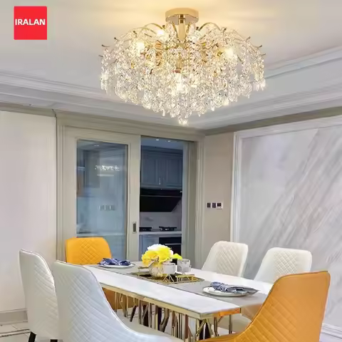 Nordic Crystal chandelier LED Hanging Ceiling Lamp K9 Pendant Light Home Decor for Bar Cafe Island L