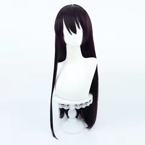 Nijisanji VTuber Kenmochi Touya Female Version Cosplay Wig Long Hair Deep Purple Halloween Party