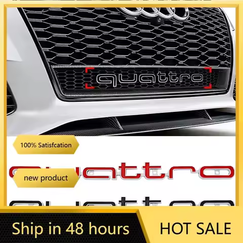 3D ABS Quattro Emblem Car Front Grille Badge LOGO Auto Accessorie For Audi SLine A5 C6 C5 A1 A7 Q3 T