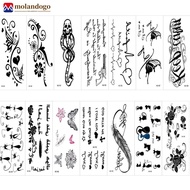 MOLANDOGO 1 Sheet Classic Black Tatoo Cat Bird Flower DIY Waterproof Fake Temporary Tattoo Sticker H