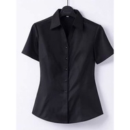 baju perempuan style women blouse Baju penerimaan tetamu hotel perkakas lengan pendek hitam