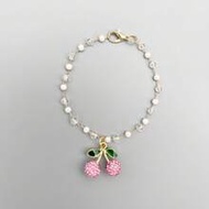 1pc Charming Rhinestone Cherry Car Decoration, Beaded Steering Wheel Decor, Pink Car Interior Access