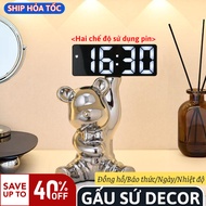 LED Clock & Luxe CribCo Porcelain Bear Statue, Living Room, Desk Decoration, Multi-Luxury Models