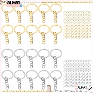 ALMA 220pcs DIY Keychain Rings, Gold Circle Split Keychain Rings, Jewelry Tools Silver Keychain Ring