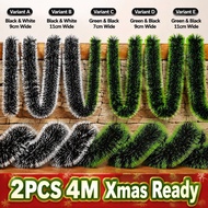 2PCS 4M Artificial Christmas Tinsel Garland Tree Shape Room Decoration