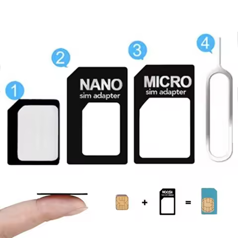Universal 4 In 1 Micro Nano SIM Card Adapter Micro Sim Convert With Eject Pin Key Mobile Phone SIM H