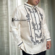 Modern Barong Tagalog ETHNIC PIPING BLACK w/ Embroidery Design - Modern Barong Tagalog for Men’s