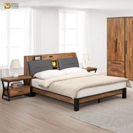 WAKUHOME 瓦酷家具 Ari工業風木心板6尺床頭箱型雙人床(不含床墊/床頭櫃)A005-282+256