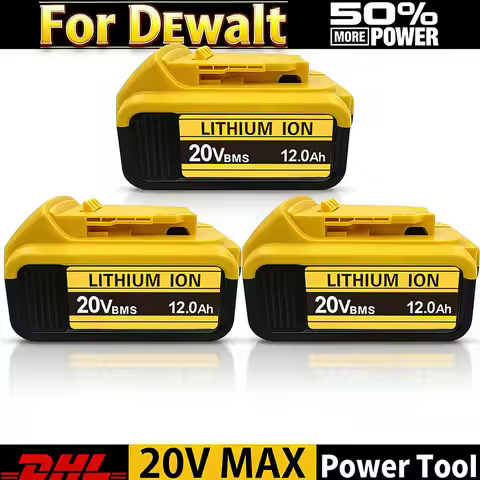 100% for Dewalt 20V Battery, 3AH 6AH 8AH 12AH Lithium Ion Battery, for Dewalt DCB200 DCB206 Power To