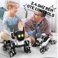 1pc 8WD Remote Control Robot Dog, 2.4GHz RC Stunt Dog With Music & Lights, 360° Rotating RC Robot To