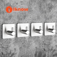 I know 4 PCS 3M Self Adhesive Wall Door Back Hooks Heavy Duty Stainless Steel Clothes Hanger Bathroo