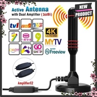 2X AMPLIFIER HIGH GAIN 36DBi HD DIGITAL INDOOR OUTDOOR BOOSTER ANTENNA FREEVIEW MYTV DVB-T2 AERIAL D