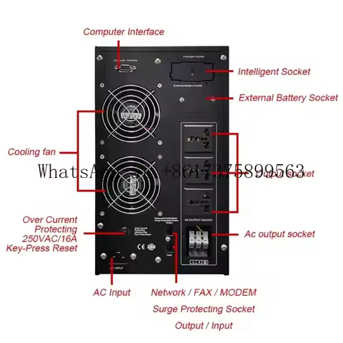 6KVA 6000W Online UPS 0ms Transfer Uninterrupted Power Supply 6KW External Battery for Data Center