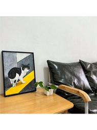 1張高清打印畫布海報,逼真的動物貓靜物裝飾畫,適用於客廳、臥室、入口、桌面裝飾和掛牆,可更換畫布但不附框