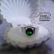 cincin lelaki silver 925 permata hijau, cincin perak lelaki permata hijau, silver925 men ring emeral