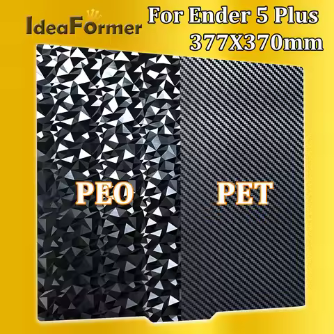 for Creality Ender 5 Plus Upgrade PEO PET Sheet 377x370mm Flexible Build Plate Double Side PEO PET S