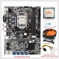 (IKHJ) B75 8 GPU BTC Mining Motherboard+CPU+Fan+Thermal Grease+Power Cable 8 USB3.0 to PCIE LGA1155 DDR3 RAM SATA3.0 ETH Miner