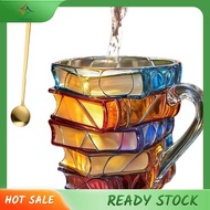 [luxiang.th] 3d Painted Book Coffee Mug 11oz Glass Coffee Cupshaped Cup for Book Lovers, , Librarian