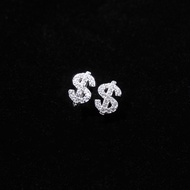THE BLING KING Money Dollar Sign Stud Earrings Clarity Cubic Zirconia Crystal Screw Back Earring For