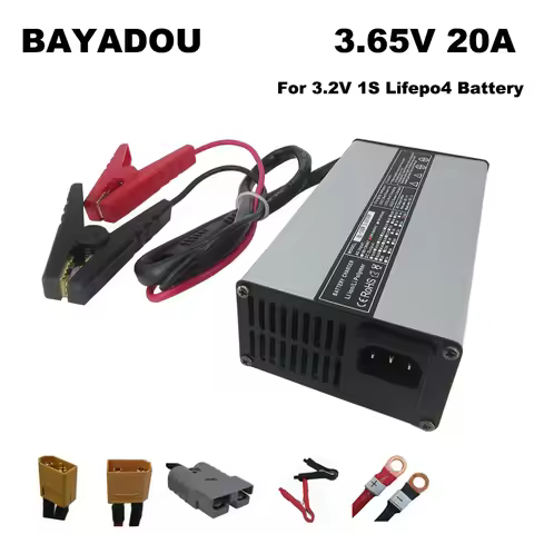 3.65V 20A Lifepo4 Fast Charger For 1S 3.2V 3.3V 100AH Energy Storage Solar Lithium Iron Phosphate RV