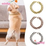 LANJ Chain Dog Collar, Adjustable Chain Collar Pet Necklace, Portable Cat Dog Gold Necklace Gold Col