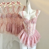 ชุดนอนกระโปรง ชุดนอนยั่วยวน ชุดนอนโชว์หลัง มีไซต์ M-5XL นน 40-100 KG ชุดนอนลูกไม้โทนชมพูหวานT-238