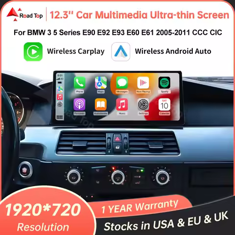 12.3'' Ultra-thin Screen Wireless CarPlay Android Auto Car Multimedia Display for BMW 3 Series E90 E