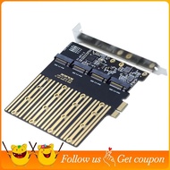 PCI-E 1X to Four NGFF B/M-Key SSD Mainboard Desktop Adapter Converter SSD Card Compatible PCIe Expan