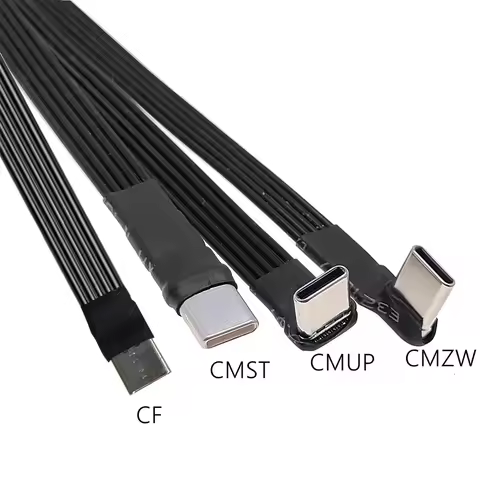 Type C to USB-C 90° Angled Adapter Cable Power Bank Flexible PD Charging Cable USB C Bend Flat Silic