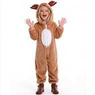 Christmas Elk Reindeer Adult Men Women cos Animal Jumpsuit Coral Fleece Elk Stage Performance Costum