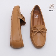 C207 GY HELIVA VYRA Flat Loafer Slip On Casual Leather Material Plain Pattern Ribbon Accessories HV2