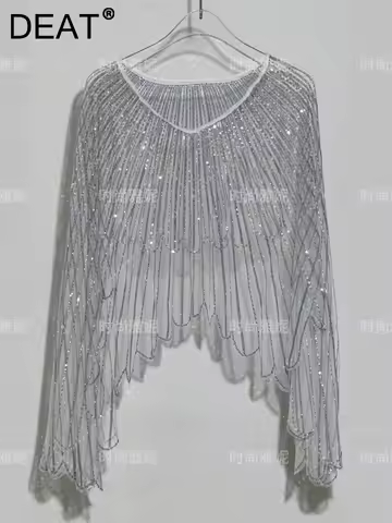DEAT 2025 Party Clothing,runway Styles Fashion Yanni New Beaded Sequin Shawl Cape Wing Outerwear For