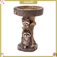 Natural Bird Bath Easy to Clean Resin Little Raccoon Sunflower Bird Feeder Garden Decor Beauty Bird 