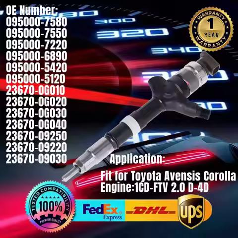 Fuel Injector 23670-0G010 23670-0G020 095000-7580 095000-7550 For Toyota Avensis Corolla 2.0 D4D Eng