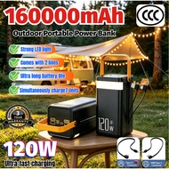 CCC【New】 120W Power Bank 160000mAh Fast charging Mobile Battery Portable Charger PowerBank 2 Cable O