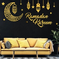 【Ready Stock】Eid Mubarak  Ramadan Decoration For Home Islamic Muslim Party Decor Mubarak Ramadan Wall Decorations Muslim Ramadan Kareem Crescent Acrylic Mirror Sticker 3D Stereo