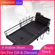 yekastore Large Dish Drying Rack Carbon Steel Drainer for Kitchen Counter Extendable Length in 30cm 