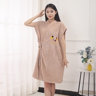 Unprinted MUJI Japanese Strap Bathrobe Quick-drying Absorbent Lengthened Pineapple Lattice Wearing H