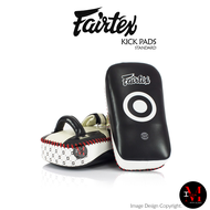 เป้าซ้อมมวย เป้าล่อเตะ Fairtex KPLC2 Curved Kick Pads - Size Standard Black/White Color Curved design made from "Premium Cowhide Leather" (Pair) คู่